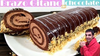 BRAZO GITANO DE CHOCOLATE😍🍫😋 ROLLO PASTEL O TORTA DELICIOSA Receta  458 [upl. by Atterol]