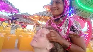 American Tourist Getting Head Massage at Goa Beach [upl. by Ueih]