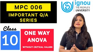 One way Anova  MPC 006 Statistics Class 10  Important QA Series [upl. by Greenstein]