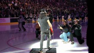 Slash Performs National Anthem at NHL LA Kings Home Opener [upl. by Gnek]