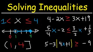 Solving Inequalities Interval Notation Number Line Absolute Value Fractions amp Variables  Algebra [upl. by Obeng]