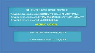 Test 59  Archivo Judicial  test procesal oposicionesjusticia [upl. by Akanke74]