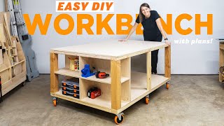 The Heart Of My Workshop  EASY DIY Workbench Mobile with Storage And Plans [upl. by Oika211]