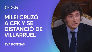 Javier Milei cruzó a CFK se distanció de Villarruel y cenará con gobernadores [upl. by Ahsiekit]