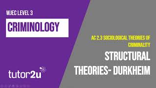 Durkheim  WJEC Criminology  Unit 2  AC 23 Revision [upl. by Negris]