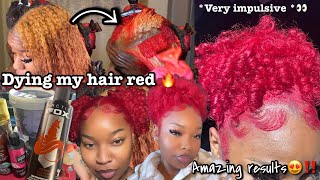 IMPULSIVELY DYING MY NATURAL HAIR BRIGHT RED AT HOME  Amazing Results 😍 [upl. by Ly]