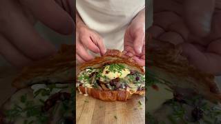 Croissant Eggs Benedict sandwich food cooking [upl. by Feilak]