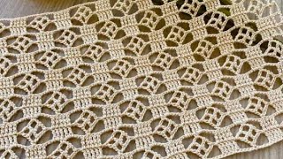 How to Crochet a 2 ROWS Easy Pattern For Beginnersshawl scarf blouse curtain runner tunicdiy [upl. by Soisanahta]