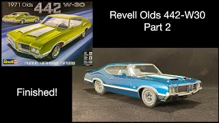 Building and review of the Revell 1971 Olds 442 W30 125 scale plastic model kit Part 2 [upl. by Cirilla]