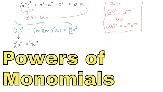 10  Powers of Monomials Part 1 Raising a Monomial Term to an Exponent [upl. by Mas]