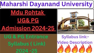 MDU Admission 2024 Entrance Exam Complete Syllabus Mdu UG amp PG Entrance exam Syllabus MDU [upl. by Olenta]