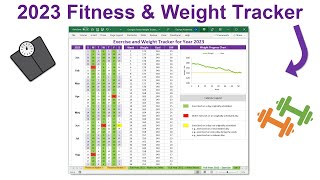 Exercise amp Weight Tracker for Year 2023  Set Fitness Plan amp Weight Loss Goals  Excel Spreadsheet [upl. by Nagaer]