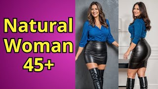 Leather Mini Skirt and Leather Boots for Natural Older Women Over 45  Fashion Tips [upl. by Sax]