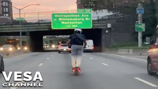 Guy seen driving e scooter along highway in 50 mph joyride [upl. by Charlie]