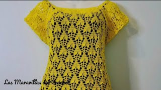 BLUSA A CROCHET tipo Batita Corazones Invertidos 1 crochet LasMaravillasdelCrochet [upl. by Odlanra]