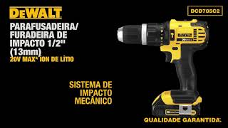 DEWALT  ParafusadeiraFuradeira de Impacto 12quot 13MM 20V MAX ÍON DE LÍTIO  DCD785C2 [upl. by Theis487]