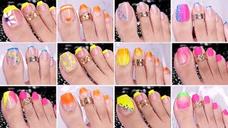 HUGE Summer PedicureToe nail art Design Compilation 2024 easy neon unhas decoradas [upl. by Riggall]