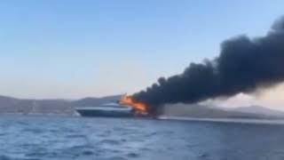 Yacht in fiamme oggi a Olbia Yacht Fire costa Smeralda potrebbe trattarsi dello Yacht Atinia [upl. by Ogir560]