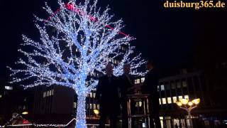 Weihnachtsmarkt Duisburg  Glitzerbaum vor der Sparkasse illuminiert [upl. by Roseanna]