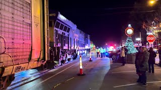 Street Running Train Squeezes Thru Crowds Light Up LaGrange 6 Locomotives Norfolk Southern Train [upl. by Steffie192]