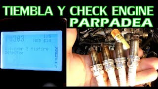 Diagnostico de Auto que Tiembla pierde potencia y Parpadea el Check Engine LIGHT [upl. by Picco]