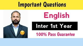 ts inter 1st year english important questions 2024  Inter 1st Year english imp questions 2024 [upl. by Blunt629]