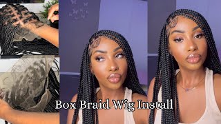 How to Install a HD Lace Front Box Braids WIG 13x4 36inch  Beginner Friendly [upl. by Tabib]