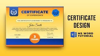 How to make experience Certificate Design in Microsoft Word  MS Word Certificate Design Tutorial [upl. by Tanberg]