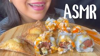 ASMR SUSHI HAPPY ROLL amp CRAB RANGOON EATING SOUNDS [upl. by Der744]