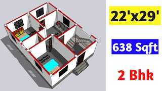 22 x 29 house plan  22x29 ghar ka naksha  22x29 house design  636 sqft [upl. by Pantin148]