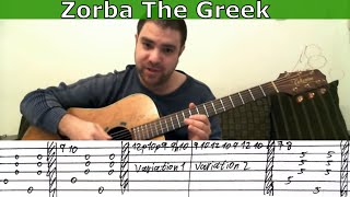 Tutorial Zorba the Greek  Fingerstyle Guitar w TAB [upl. by Notaek]