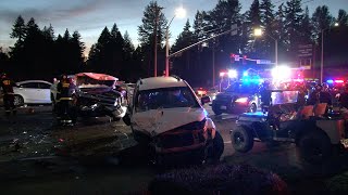 Lakewood DV Pursuit Ended In Large Crash 116th amp Canyon Rd Puyallup [upl. by Aillil518]