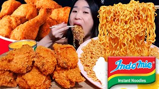 KFC amp INDOMIE NOODLES MUKBANG Extra Crispy Fried Chicken amp Spicy BBQ Indomie Ramen  Asmr Eating [upl. by Alial925]