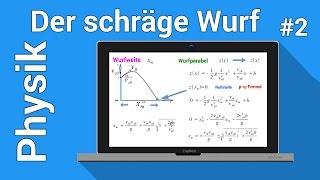 Der schräge Wurf Teil 2  Wurfparabel  Wurfweite  Physiknachhilfe  Mechanik des Massenpunktes [upl. by Clein955]