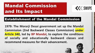 MANDAL COMMISSION AND ITS IMPACTMandal Commission  Documentary BP MandalV PSingh  OBC Reservation [upl. by Atel]