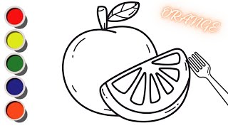 Orange Drawing Easy stepbystep [upl. by Azne356]