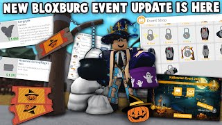 NEW BLOXBURG HALLOWEEN UPDATE IS HERE NEW TICKETS EVENT FURNITURE FOODS AND MORE [upl. by Enyal957]