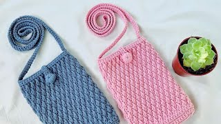 Easy Crochet Phone Bag Tutorial For Beginners  Chenda DIY [upl. by Wayolle]