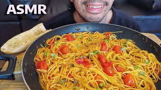 TOMATO BASIL PASTA WITH CRUNCHY GARLIC BREAD ASMR MUKBANG EATING SHOW [upl. by Neukam]