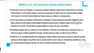 Somali F4  somali form 4 chapter 10 lesson Waayihii iyo Tagtadii Xaaji Adam Axmed Xasan [upl. by Frida]