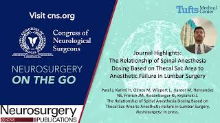 Journal Highlight The Relationship of Spinal Anesthesia Dosing Based on Thecal Sac Area to [upl. by Eng899]