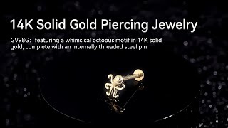 GV98G：14K Solid Gold Piercing Jewelry with Cubic Zirconiapiercingjewelry 14kgold [upl. by Harle796]