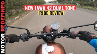 New Jawa 42 Dual Tone 2023 Model Ride Review  On Road Price Mileage Feature amp Exhaust Sound [upl. by Shannan]