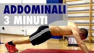 😎 ADDOMINALI IN 3 MINUTI 💪 SENZA STOP A CIRCUITO SENZA ATTREZZI A CORPO LIBERO [upl. by Atinuhs]