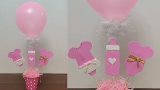 زينة سبوع بنوتة بالفومديكور سبوع المولودأعمال يدوية بالفوم DIY baby shower centerpieces for girls [upl. by Nrehtac]