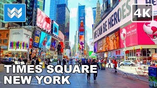 4K Walking tour of Times Square in New York City USA  Vacation Travel Guide [upl. by Anirehs]