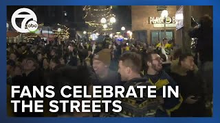 Michigan fans take to the streets in Ann Arbor celebrating national championship [upl. by Norita]