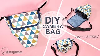 DIY CAMERA BAG  How to make a Camera Pouch PDF Pattern amp Tutorial sewingtimes [upl. by Wirth]