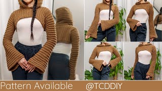 How to Crochet a Hooded Shrug  Pattern amp Tutorial DIY [upl. by Parhe]