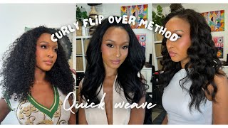 HOW TO EASIEST CURLY FLIP OVER METHOD l BURMESE CURLY HAIR l QUICK WEAVE [upl. by Vona979]